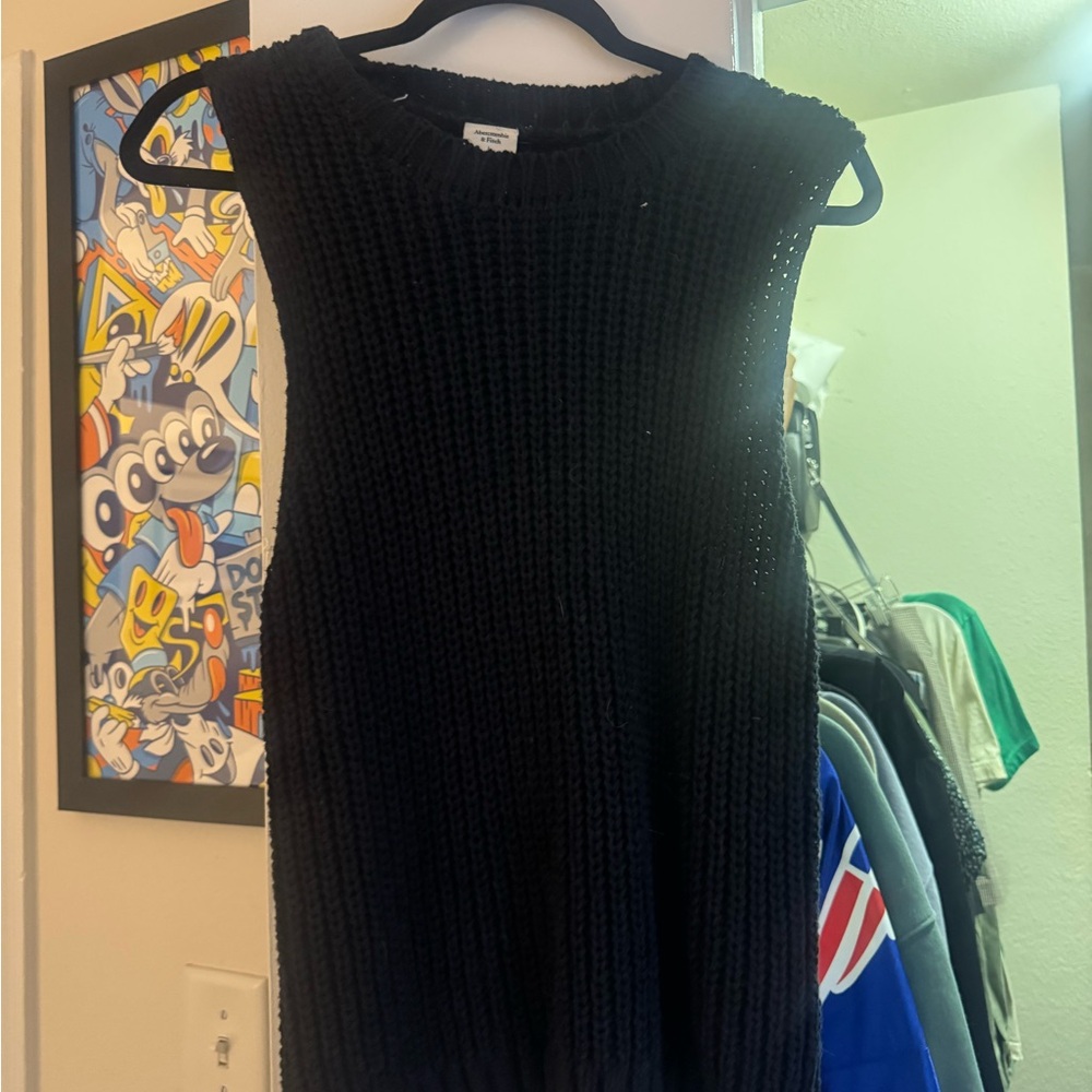 Abercrombie & Fitch Black Textured Knit Top Sleeveless
